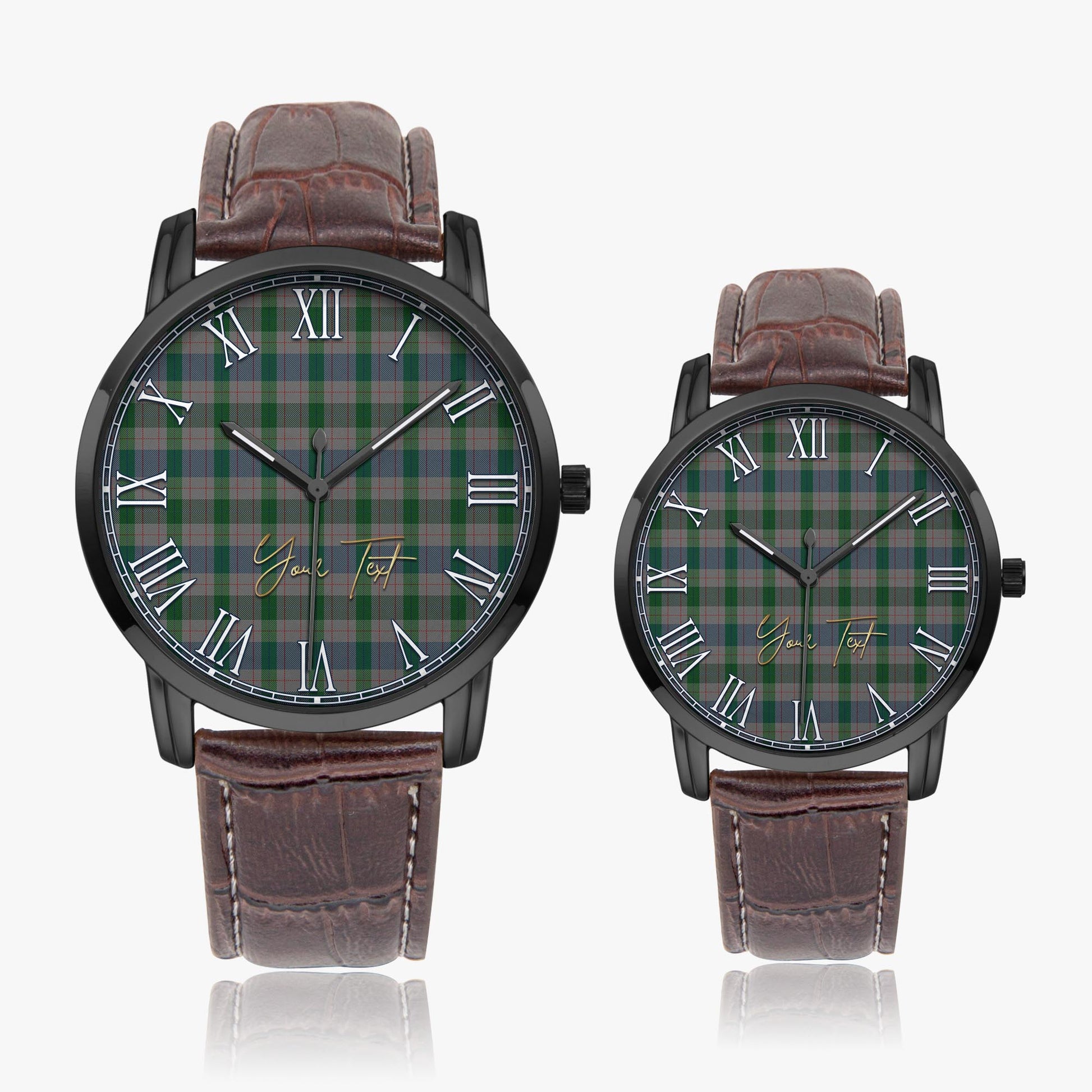 Lloyd of Wales Tartan Personalized Your Text Leather Trap Quartz Watch - Tartan Vibes Clothing