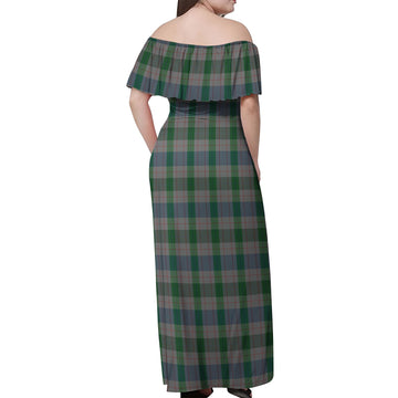 Lloyd of Wales Tartan Off Shoulder Long Dress