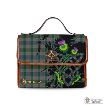 Tartan Vibes Clothing Lloyd of Wales Tartan Waterproof Canvas Bag with Scotland Map and Thistle Celtic Accents