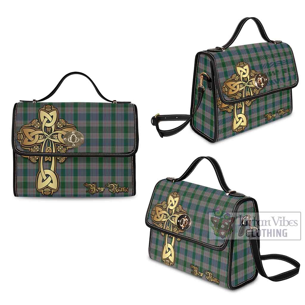 Tartan Vibes Clothing Lloyd of Wales Tartan Waterproof Canvas Bag Golden Thistle Celtic Cross Style