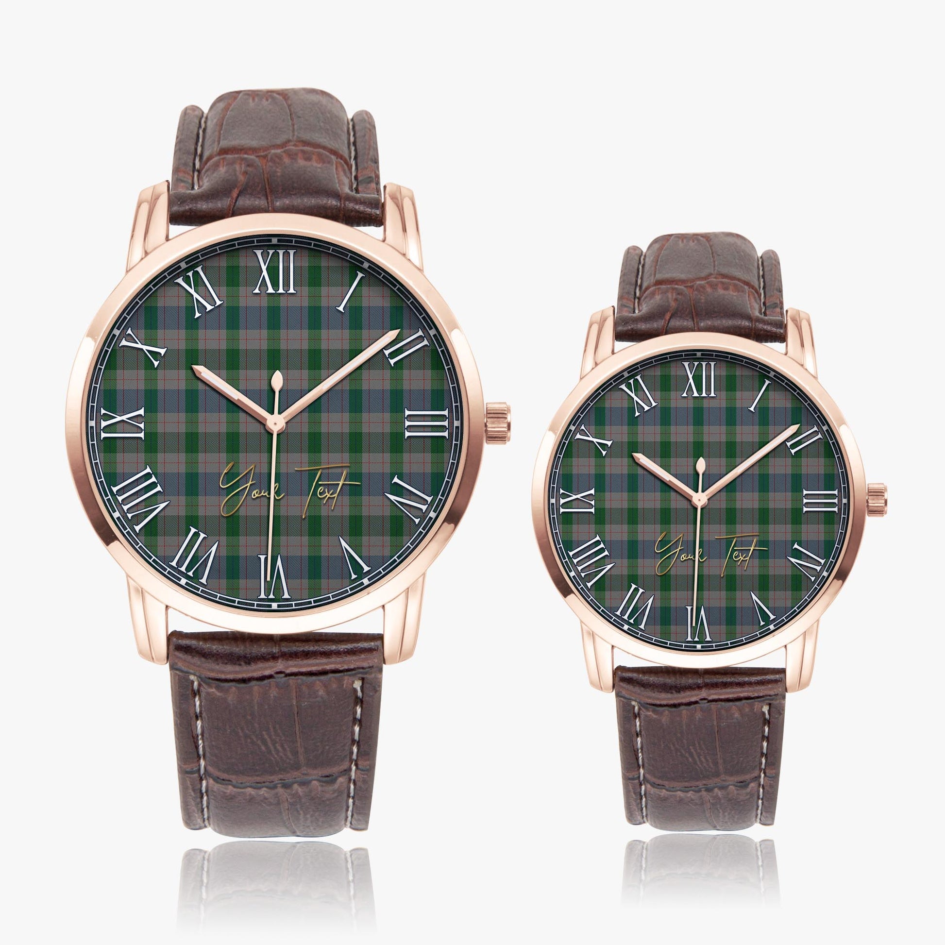 Lloyd of Wales Tartan Personalized Your Text Leather Trap Quartz Watch - Tartan Vibes Clothing