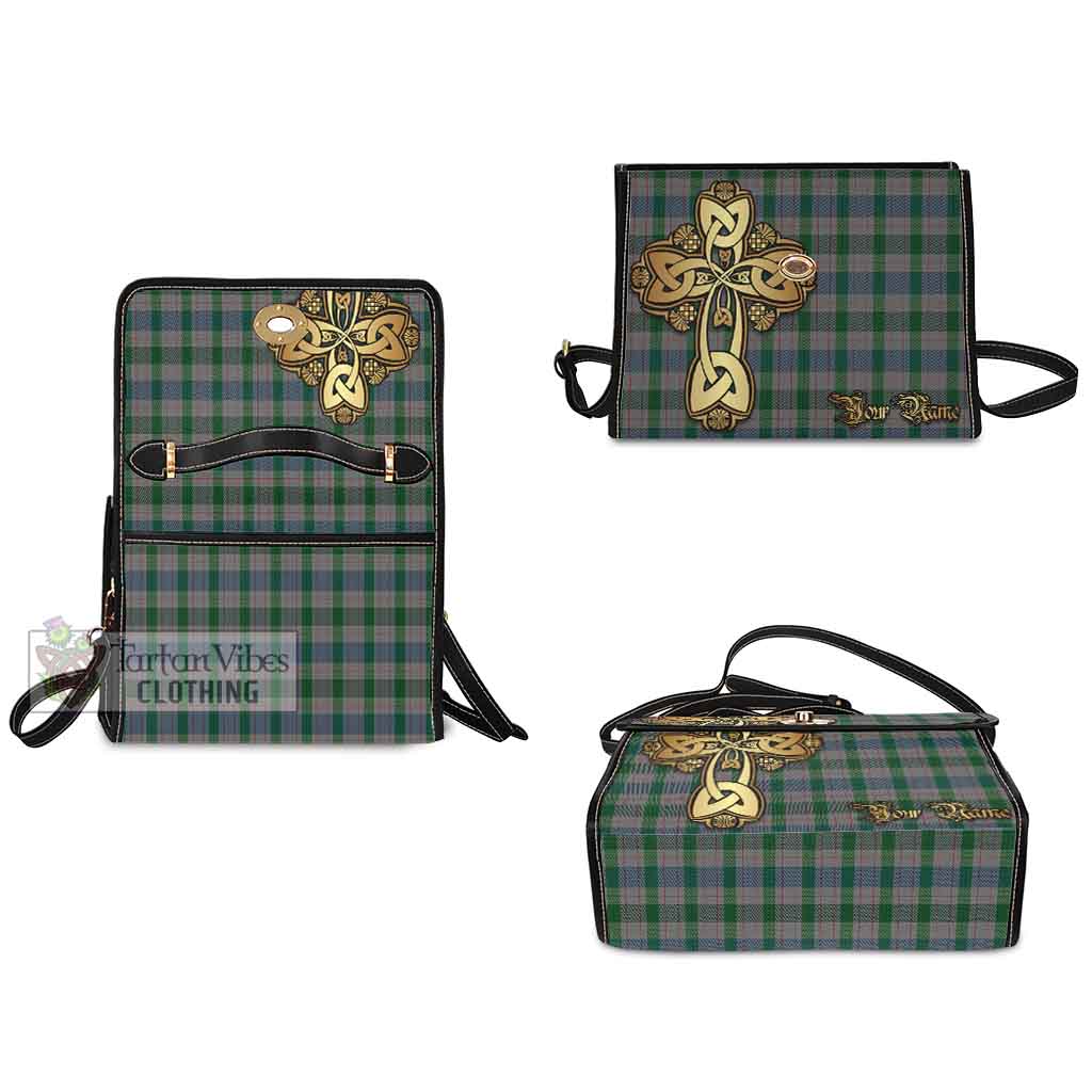 Tartan Vibes Clothing Lloyd of Wales Tartan Waterproof Canvas Bag Golden Thistle Celtic Cross Style