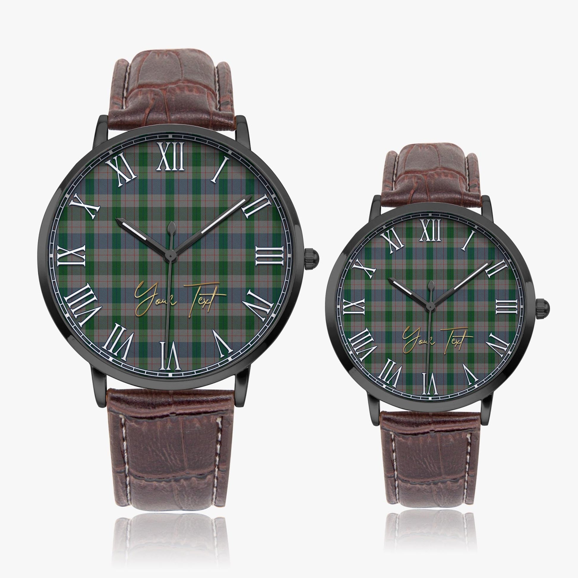 Lloyd of Wales Tartan Personalized Your Text Leather Trap Quartz Watch - Tartan Vibes Clothing