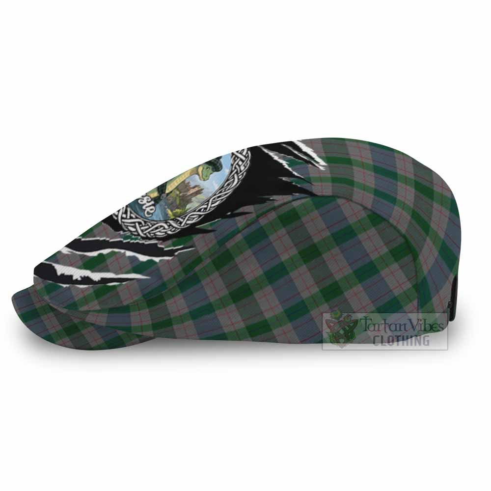 Lloyd of Wales Tartan Loch Ness Monster Flat Cap, Jeff Cap Celtic Knot Nessie Art