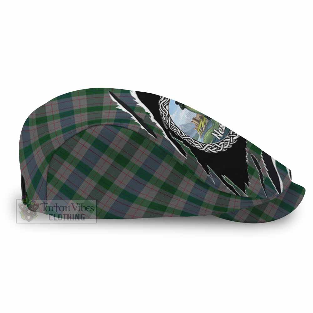 Lloyd of Wales Tartan Loch Ness Monster Flat Cap, Jeff Cap Celtic Knot Nessie Art