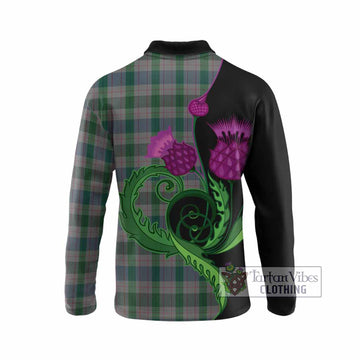 Lloyd of Wales Tartan Long Sleeve Polo Shirt Traditional Scottish Thistle
