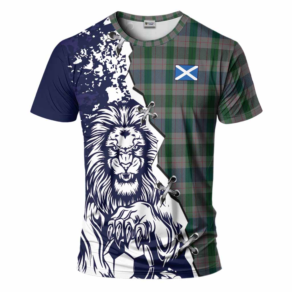 Lloyd of Wales Tartan Scottish T-Shirt Angry Lion With Soccer Ball Style