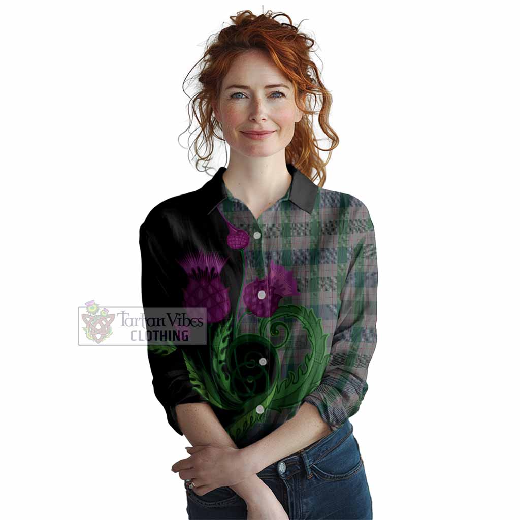 Lloyd of Wales Tartan Women Casual Shirt Traditional Scottish Thistle