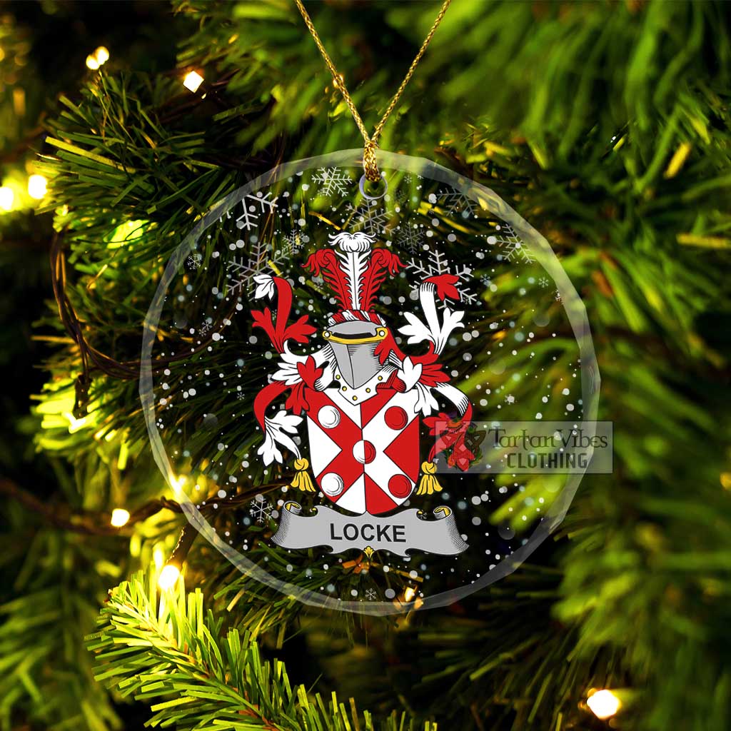 Tartan Vibes Clothing Locke Irish Clan Christmas Glass Ornament with Coat of Arms