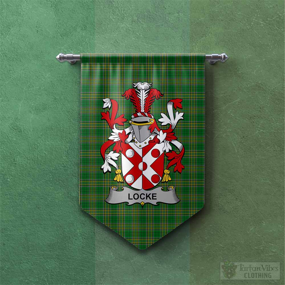 Tartan Vibes Clothing Locke Irish Clan Tartan Gonfalon, Tartan Banner with Coat of Arms