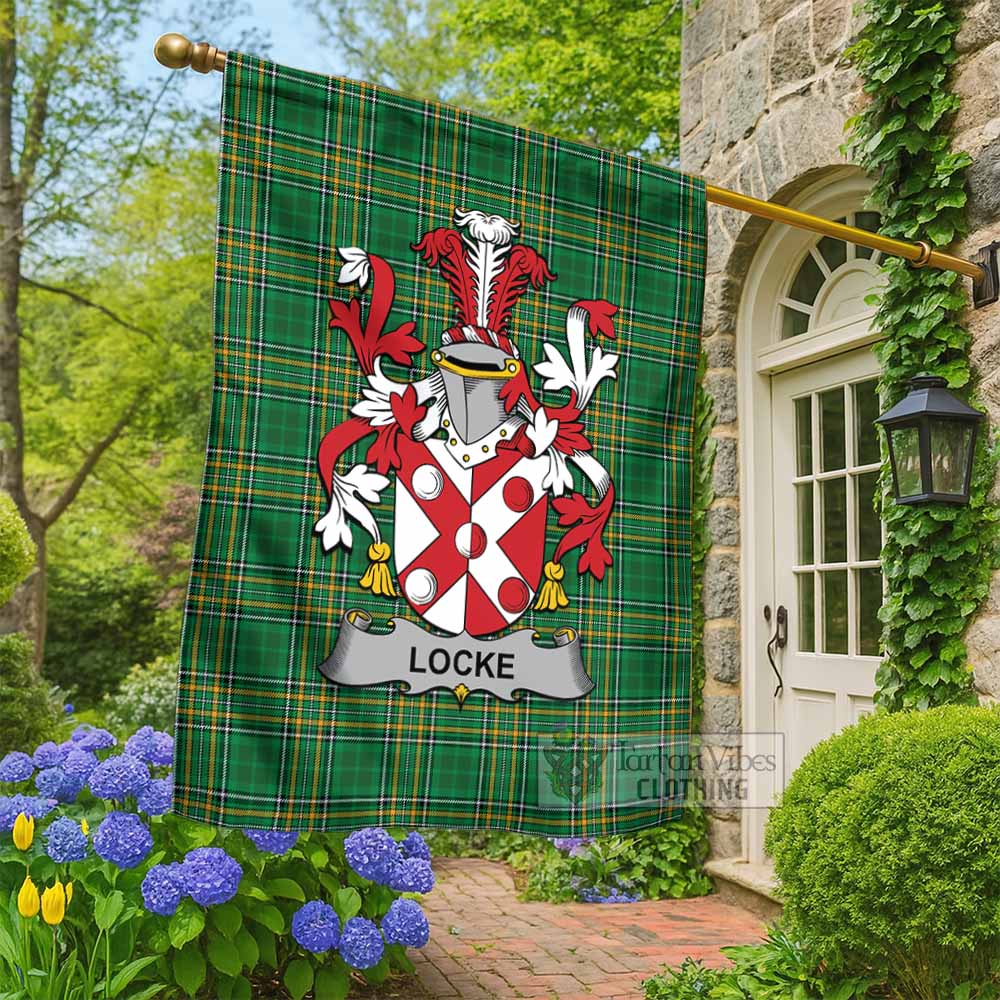 Locke Irish Clan Tartan Flag with Coat of Arms