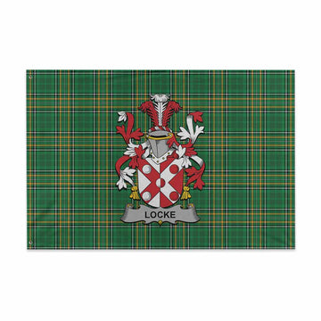 Locke Irish Clan Tartan House Flag with Coat of Arms