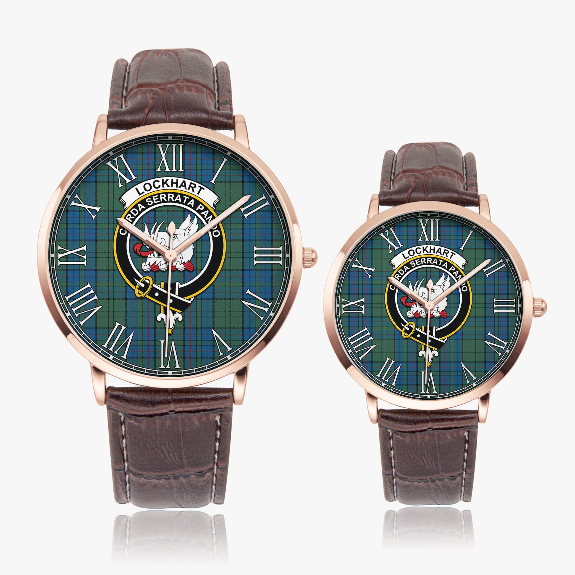Lockhart Tartan Family Crest Leather Strap Quartz Watch - Tartan Vibes Clothing