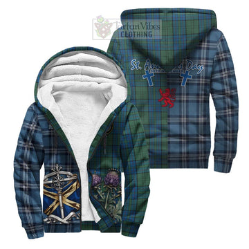 Lockhart Tartan Sherpa Hoodie Happy St. Andrew's Day Half Tartan Style Unisex S - Tartan Vibes Clothing