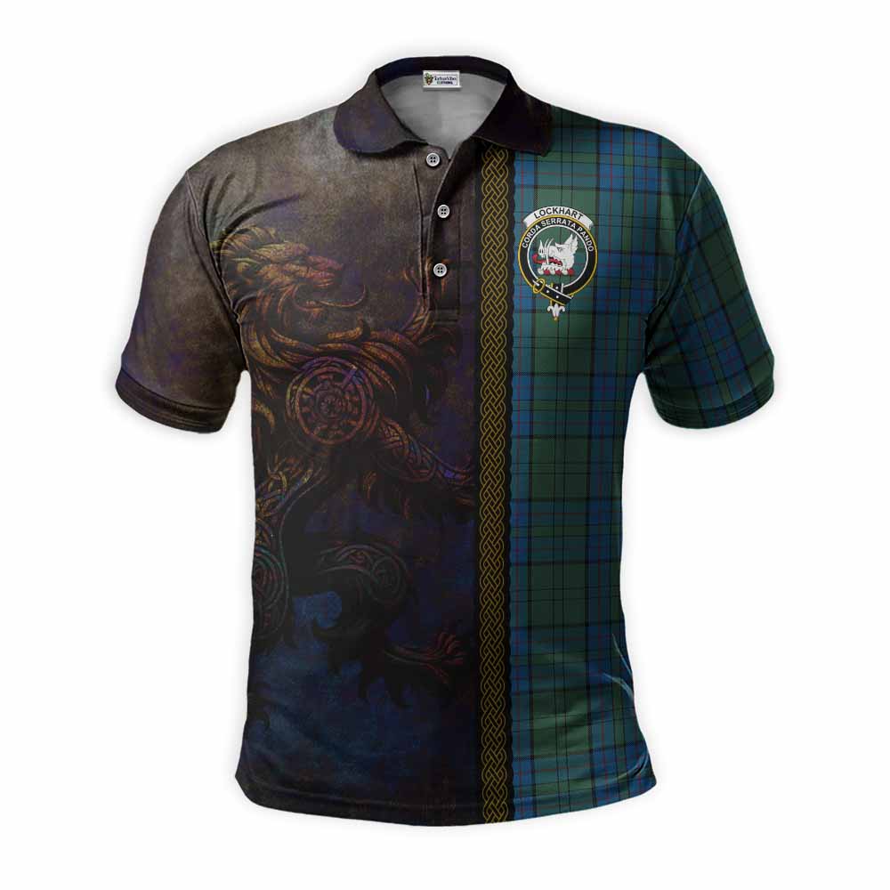 Lockhart Tartan Family Crest Polo Shirt Alba Gu Brath Be Brave Lion Ancient Style Kid - Tartan Vibes Clothing