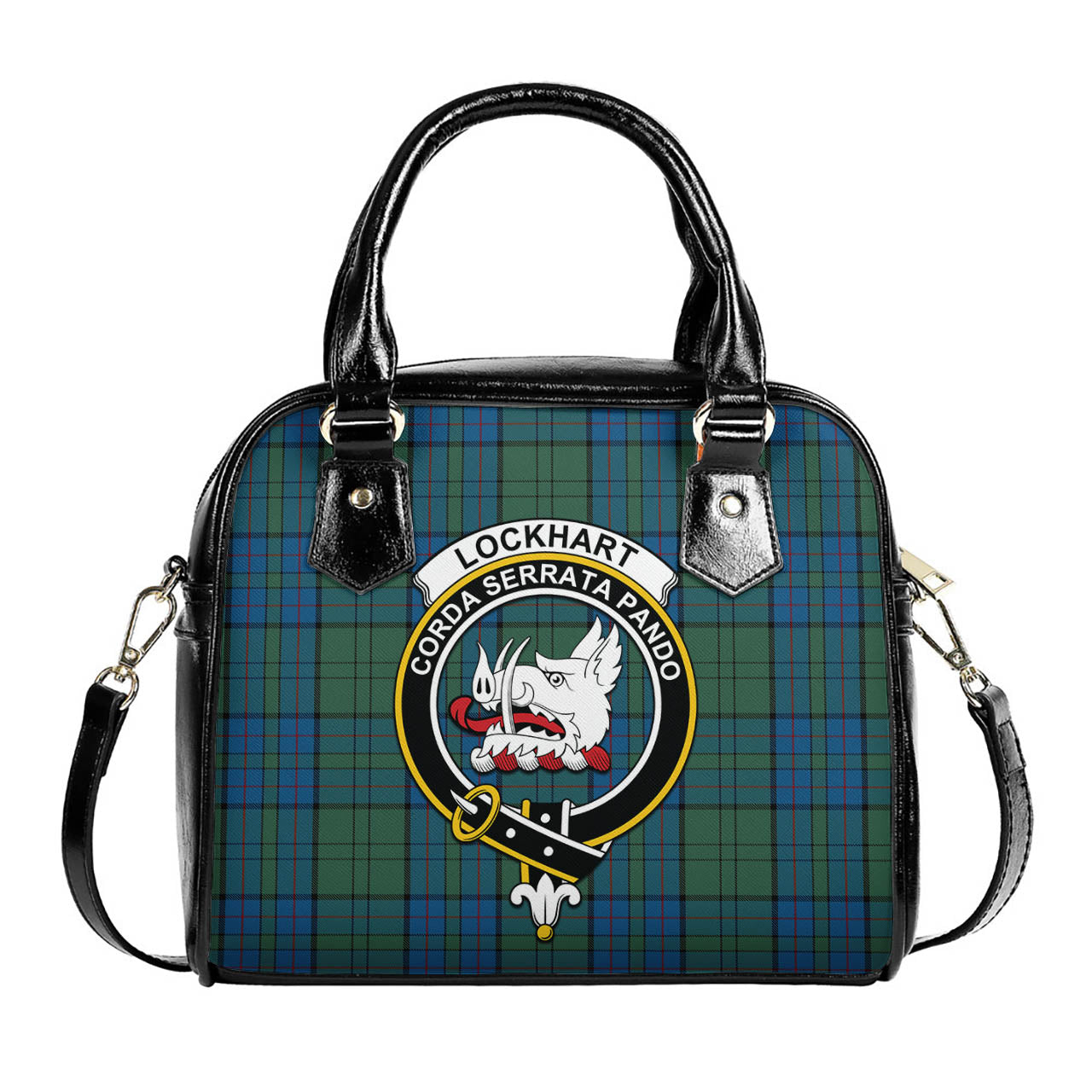 Lockhart Tartan Shoulder Handbags with Family Crest One Size 9*21*24 cm (3.54*8.27*9.45 inches) - Tartan Vibes Clothing