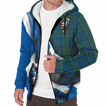 Lockhart Tartan Sherpa Hoodie with Family Crest Scotland Patriotic Style Unisex S - Tartan Vibes Clothing