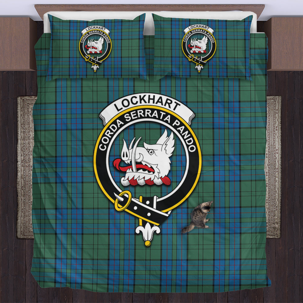Lockhart Tartan Bedding Set with Family Crest US Bedding Set - Tartan Vibes Clothing