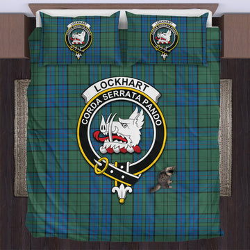 Lockhart Tartan Bedding Set with Family Crest US Bedding Set - Tartan Vibes Clothing
