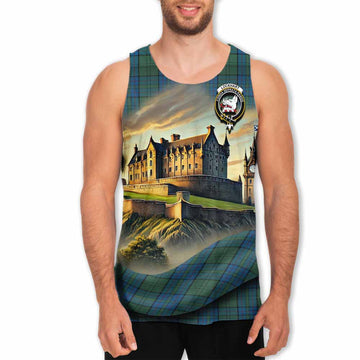 Lockhart Tartan Family Crest Men's Tank Top with Scottish Ancient Castle Style Men - Tartan Vibes Clothing