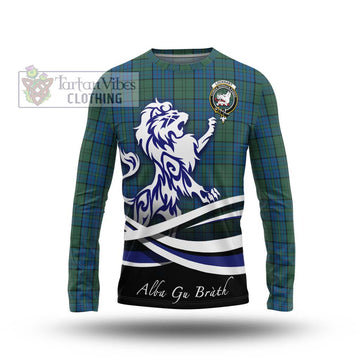 Lockhart Tartan Long Sleeve T-Shirt with Alba Gu Brath Regal Lion Emblem Unisex - Tartan Vibes Clothing
