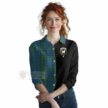Lockhart Tartan Women's Casual Shirt with Family Crest and Half Of Me Style Female - Tartan Vibes Clothing