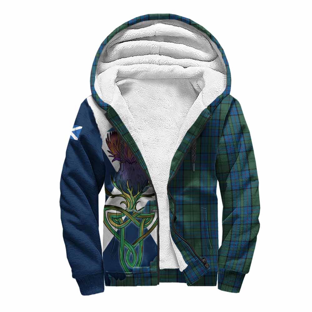 Lockhart Tartan Family Crest Sherpa Hoodie Scottish Thistle Celtic Inspired Unisex S - Tartan Vibes Clothing