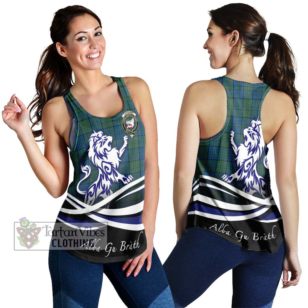 Lockhart Tartan Women's Racerback Tanks with Alba Gu Brath Regal Lion Emblem 4XL - Tartan Vibes Clothing