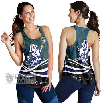 Lockhart Tartan Women's Racerback Tanks with Alba Gu Brath Regal Lion Emblem 4XL - Tartan Vibes Clothing