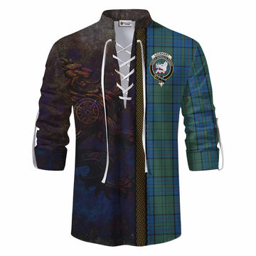 Lockhart Tartan Family Crest Ghillie Kilt Shirt Alba Gu Brath Be Brave Lion Ancient Style Men - Tartan Vibes Clothing