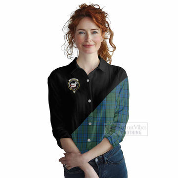 Lockhart Tartan Women's Casual Shirt with Family Crest and Military Logo Style Female - Tartan Vibes Clothing