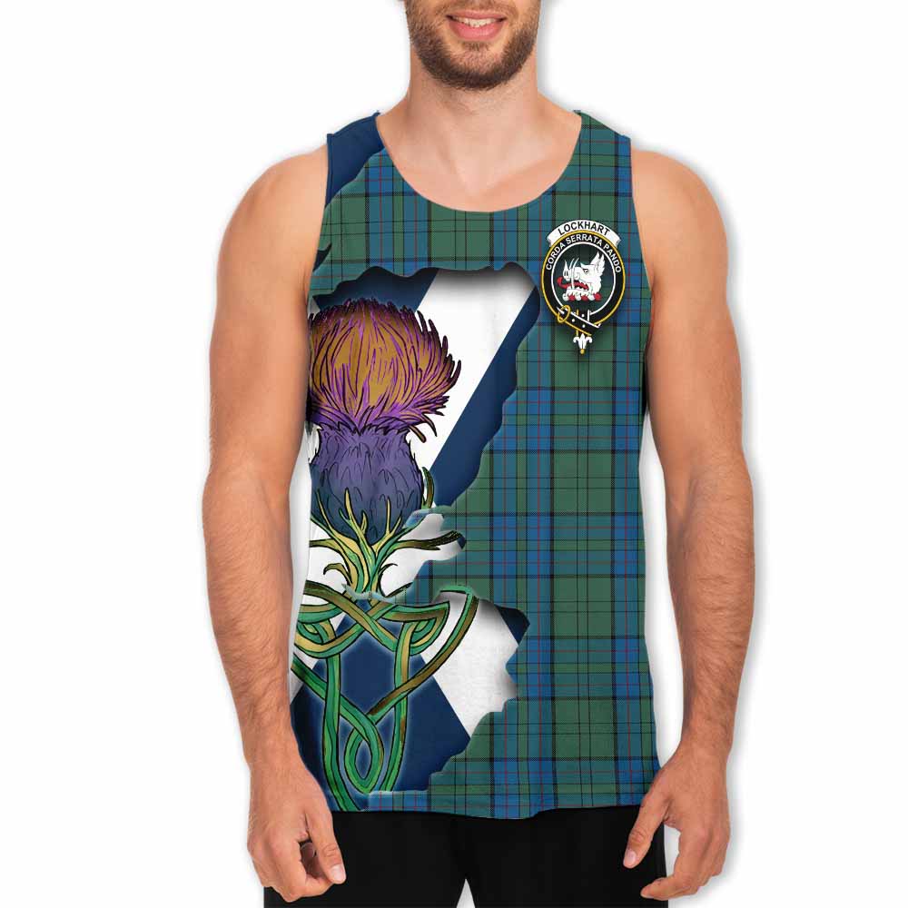 Lockhart Tartan Family Crest Men's Tank Top Scottish Thistle Celtic Inspired Men - Tartan Vibes Clothing