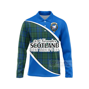 Lockhart Family Crest Tartan Long Sleeve Polo Shirt Celebrate Saint Andrew's Day in Style Unisex - Tartan Vibes Clothing