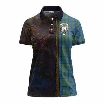 Lockhart Tartan Family Crest Women's Polo Shirt Alba Gu Brath Be Brave Lion Ancient Style Women - Tartan Vibes Clothing