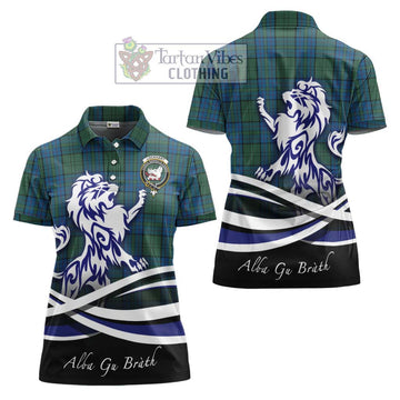 Lockhart Tartan Women's Polo Shirt with Alba Gu Brath Regal Lion Emblem Women - Tartan Vibes Clothing