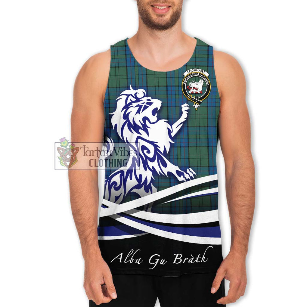 Lockhart Tartan Men's Tank Top with Alba Gu Brath Regal Lion Emblem Men - Tartan Vibes Clothing