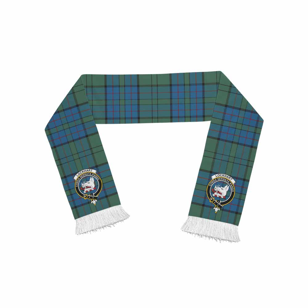Lockhart Tartan Ruffneck Scarf with Family Crest One Size 67.7*6.7 inches - Tartan Vibes Clothing