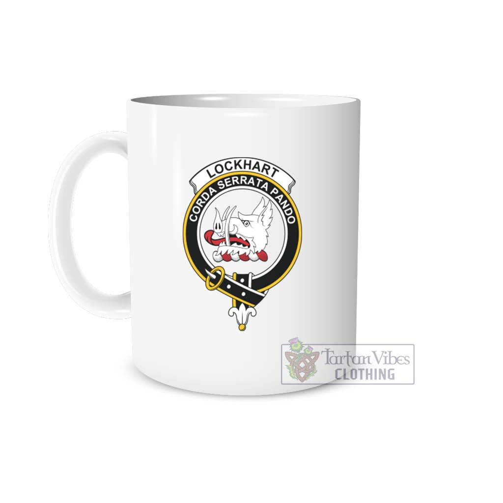 Lockhart Family Crest Ceramic Mug White - 2D-tartanvibesclothing