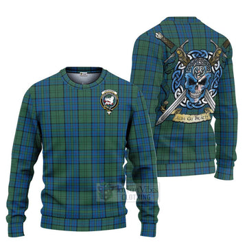 Lockhart Tartan Ugly Sweater with Family Crest Celtic Skull Style Unisex - Tartan Vibes Clothing