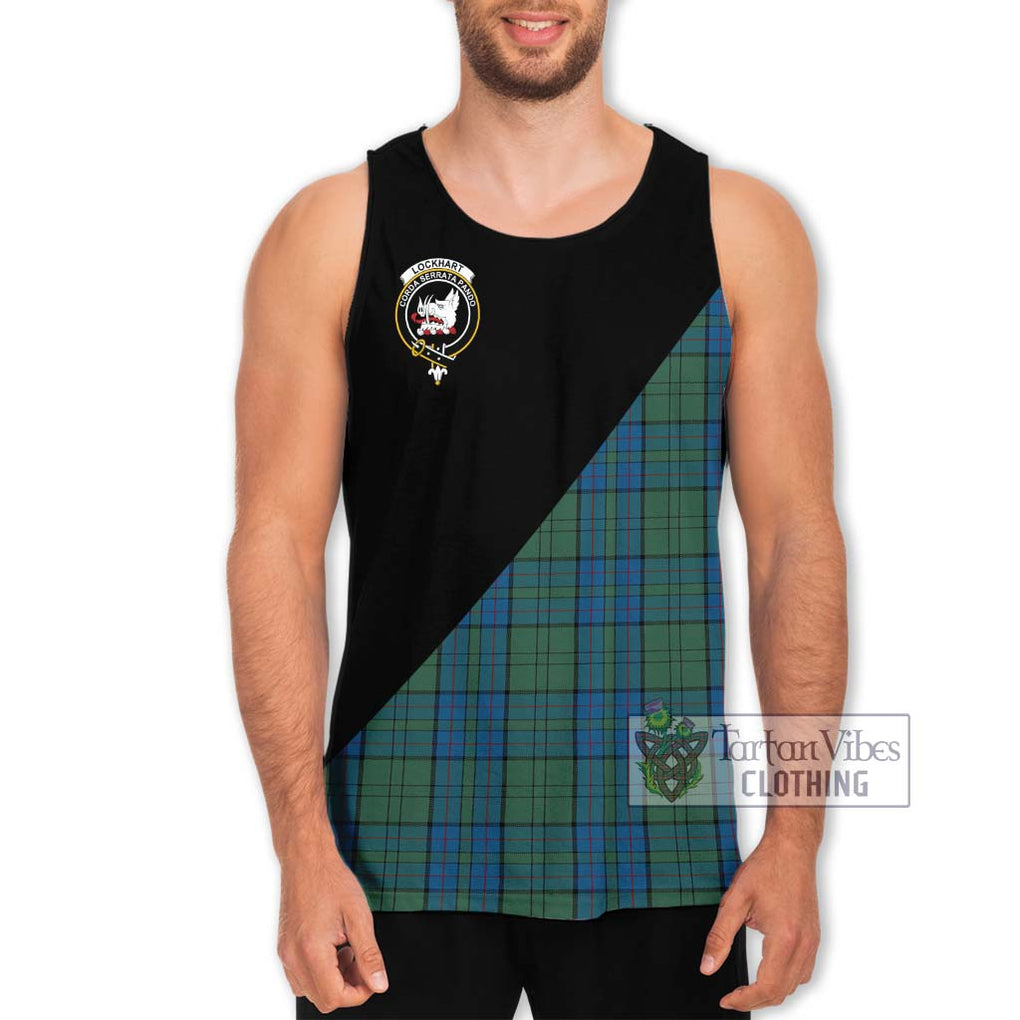 Lockhart Tartan Men's Tank Top with Family Crest and Military Logo Style Men - Tartan Vibes Clothing
