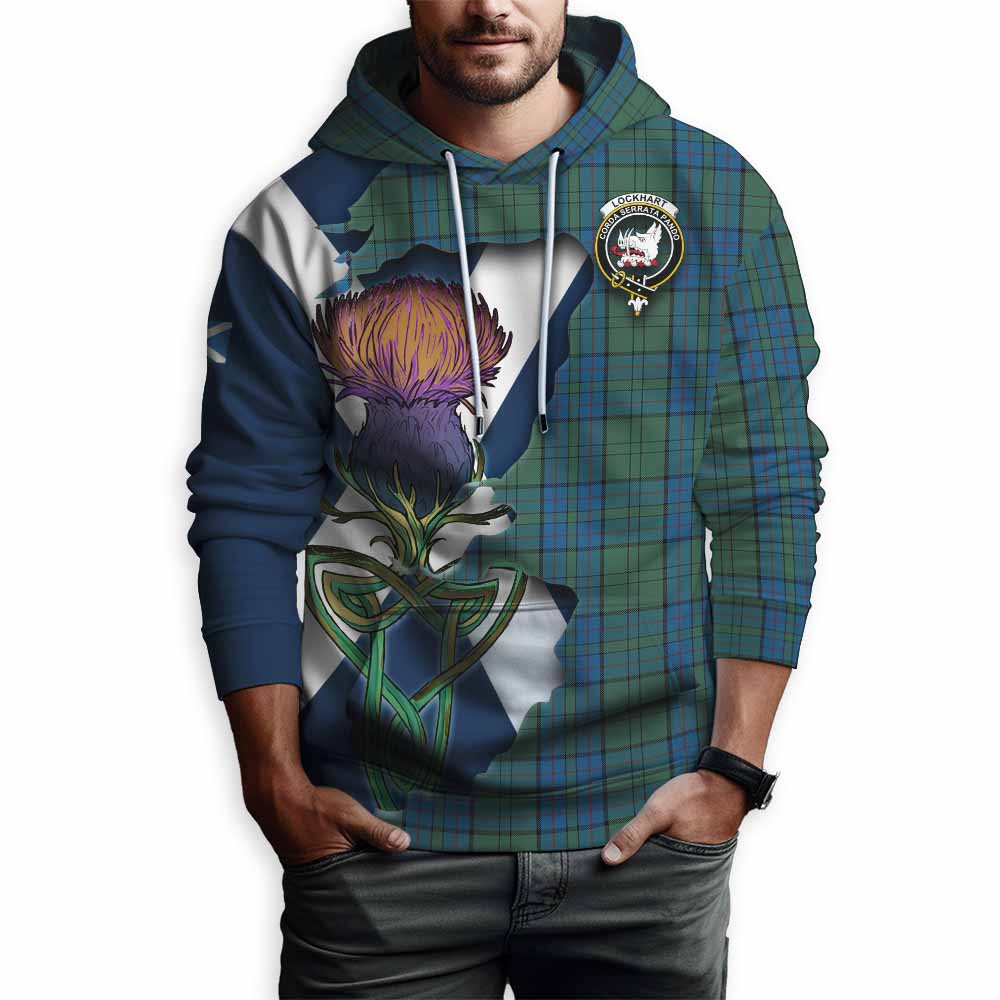 Lockhart Tartan Family Crest Hoodie Scottish Thistle Celtic Inspired Pullover Hoodie - Tartan Vibes Clothing