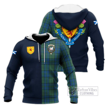 Lockhart Tartan Knitted Hoodie Alba with Scottish Lion Royal Arm Half Style Unisex Knitted Pullover Hoodie - Tartan Vibes Clothing