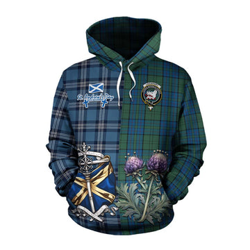 Lockhart Tartan Cotton Hoodie Happy St. Andrew's Day Half Tartan Style Pullover Hoodie XS - Tartan Vibes Clothing