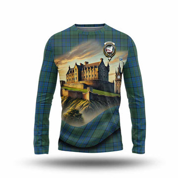 Lockhart Tartan Family Crest Long Sleeve T-Shirt with Scottish Ancient Castle Style Unisex - Tartan Vibes Clothing