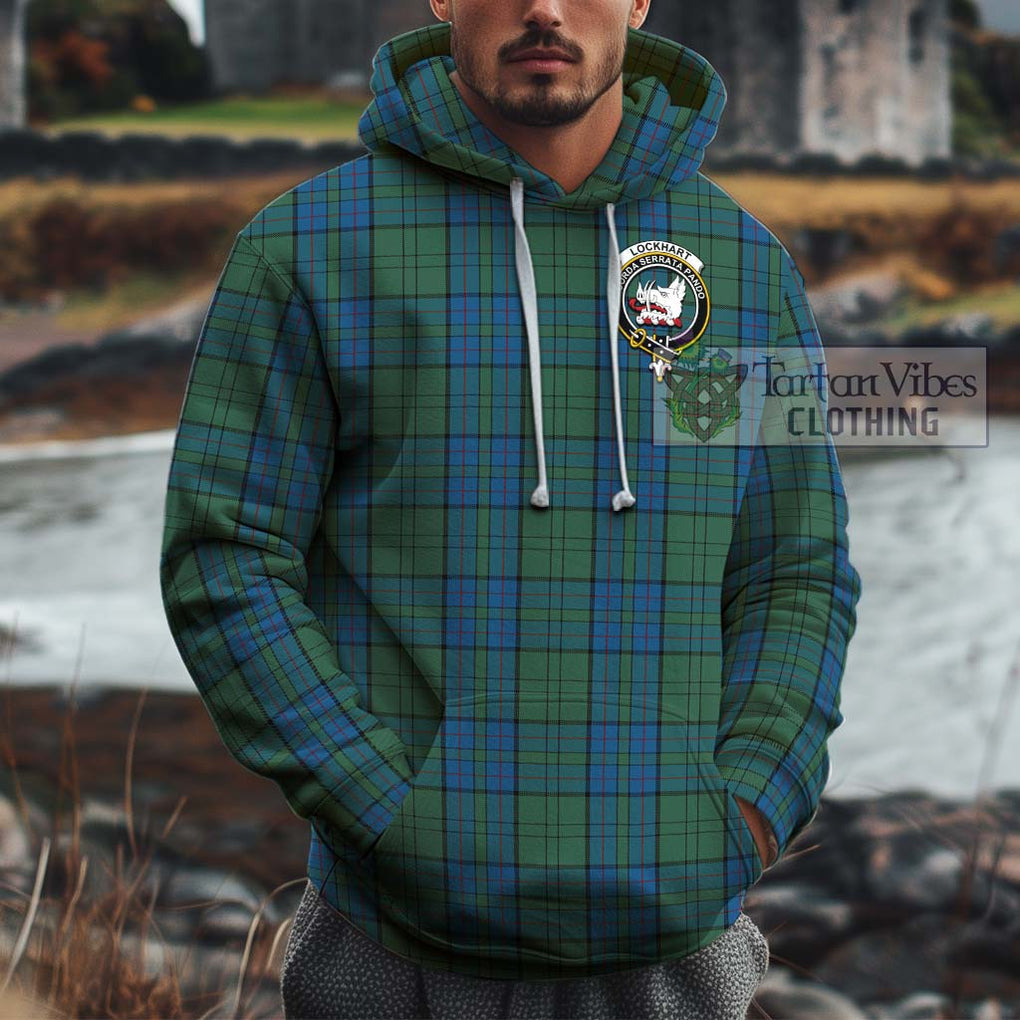 Lockhart Tartan Cotton Hoodie with Family Crest Zip Hoodie - Tartan Vibes Clothing