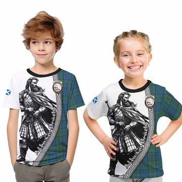 Lockhart Tartan Clan Crest Kid T-Shirt with Highlander Warrior Celtic Style Youth XL Size14 - Tartan Vibes Clothing