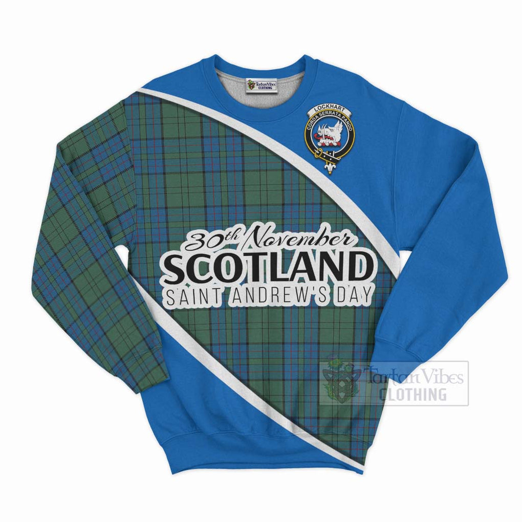 Lockhart Family Crest Tartan Sweatshirt Celebrate Saint Andrew's Day in Style Unisex - Tartan Vibes Clothing