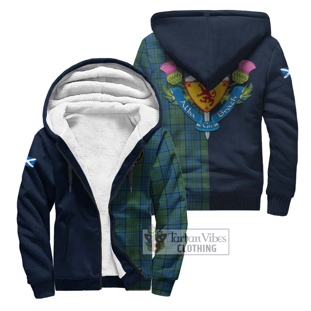 Lockhart Tartan Sherpa Hoodie Alba with Scottish Lion Royal Arm Half Style Unisex S - Tartan Vibes Clothing