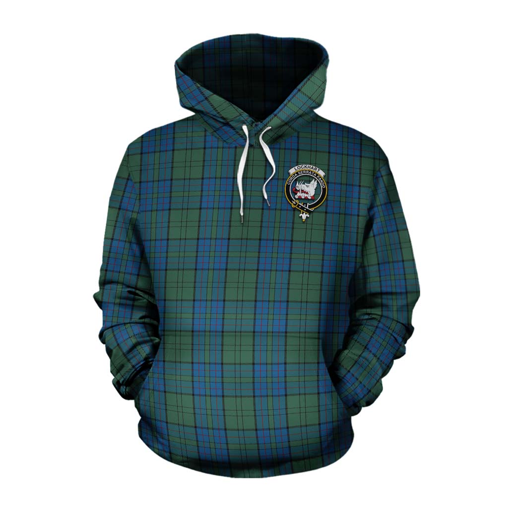 Lockhart Tartan Cotton Hoodie with Family Crest Celtic Skull Style Pullover Hoodie XS - Tartan Vibes Clothing