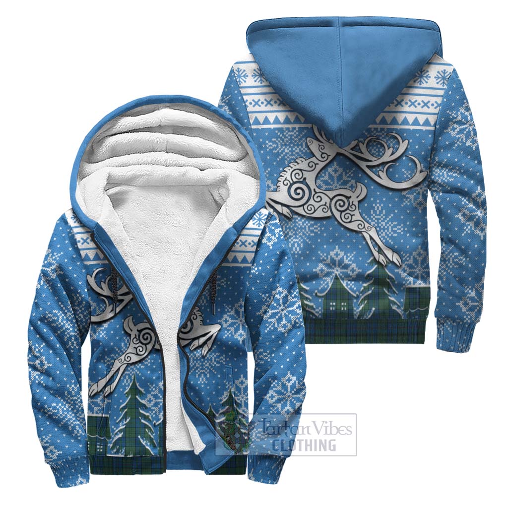 Lockhart Clan Christmas Sherpa Hoodie Celtic Reindeer Style Unisex S - Tartan Vibes Clothing